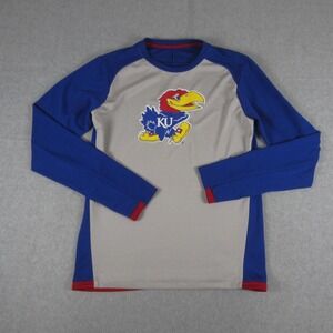 Kansas Jayhawks Shirt Boys‎ XL Youth Blue Gen 2 Long Sleeve NCAA Mascot Pullover